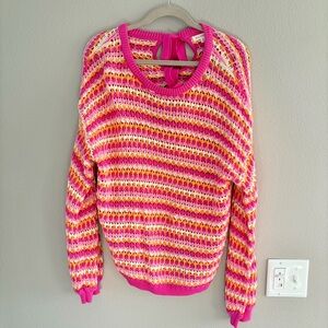 Blu Pepper Vibrant Pink and Yellow Knit Sweater